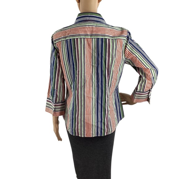 Talbots Cotton Striped Button Front Shirt Multicolor Size 10 - Picture 5 of 7